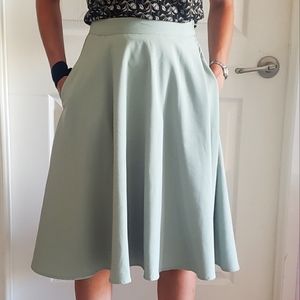 Mint green tea length skirt